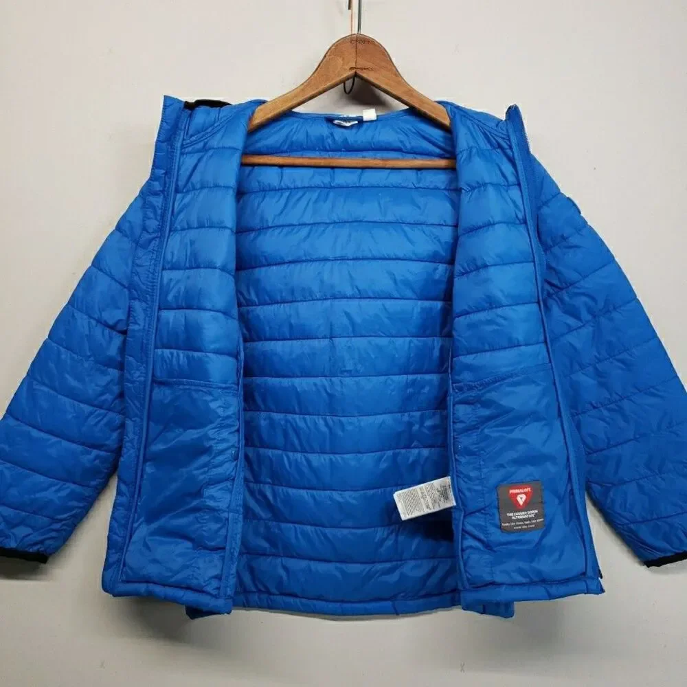 Gap Kids Medium 8 Puffer Jacket Hooded Blue Primaloft Cold Control Lightweight - Picture 9 of 11